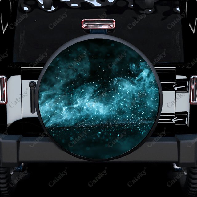 Blue Abstract Polyester Universal Spare Wheel Tire Cover Custom Tire-Covers for Trailer RV SUV Truck Camper