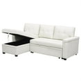 thumbnail image 4 of "Naomi Home 78"" Convertible Leather Sleeper Sofa, L-Shaped Couch with Storage Chaise - White", 4 of 11