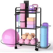 Home Gym storage Rack - Gym Equipment Storage Rack for Yoga Mat Yoga Ball Dumbbells Kettlebells Foam Roller Yoga Strap and Resistance Bands Workout Equipment Organizer