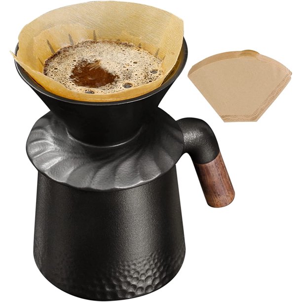 PARACITY V60 Black Pour over Coffee Maker Set with Permanent Coffee