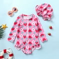thumbnail image 2 of Happy Town Toddler Baby Girls Clothes 0-24M Summer Long Sleeve Zipper One-Piece Swimsuit + Hat Bathing Suit, 2 of 7