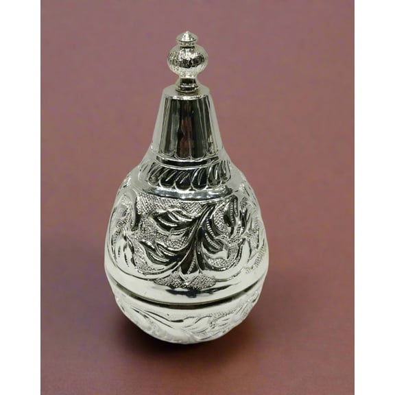 silver plated antique finish openable nariyal for pooja