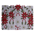thumbnail image 2 of 4X Christmas Embroidered Table Runner, Luxury Holly Poinsettia Table Runner for Christmas Decorations, 15 x 70 Inch, 2 of 8