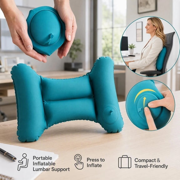 ShundaCat Press-Activated Auto-Inflatable Lumbar Cushion, Portable Waist Pillow for Office Chair & Car Seats