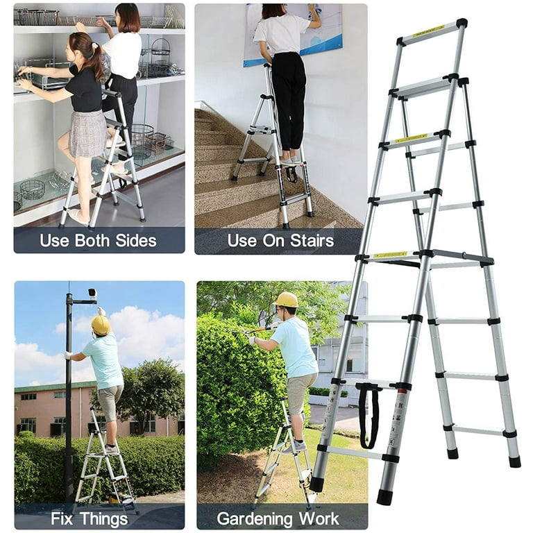 Dayplus Extendable 6+7 Step Ladder, 6.5ft+7.5ft A-Frame Dayplus Extendable 6+7 Step Ladder, 6.5ft+7.5ft A-Frame