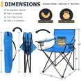 thumbnail image 2 of Portable Camping Chair, Outdoor Lawn Folding Chairs for Adults, Heavy Duty Large Foldable Chairs for Beach, Fishing, Tailgating Outdoor Sport, 2 Cup Holders & Carry Bag, 2 of 14