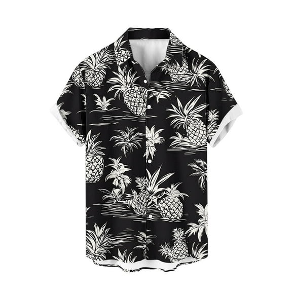 Txeol Mens Hawaiian Shirt Short Sleeve Floral Button Down Shirts Tropical Vacation Beach Shirts Weekly Deals,Black,XL