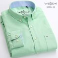 thumbnail image 3 of Camisa de manga larga de tejido Oxford grueso azul para hombres jóvenes y de mediana edad, informal, de negocios, holgada, sin planchado, para exteriores, 3 of 5