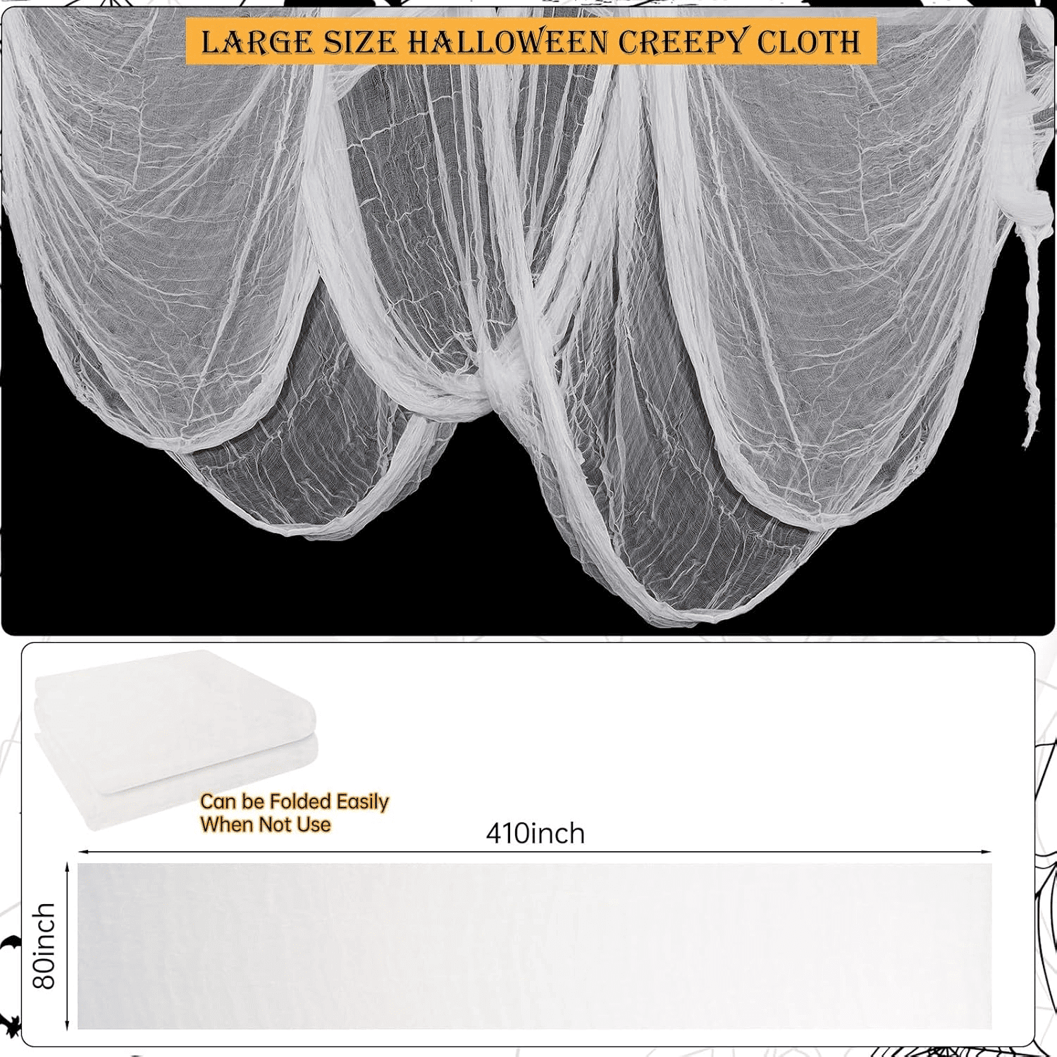 410x80 Inch Halloween Creepy Cloth Gauze Fabric in 5 Colors for Spooky Decor