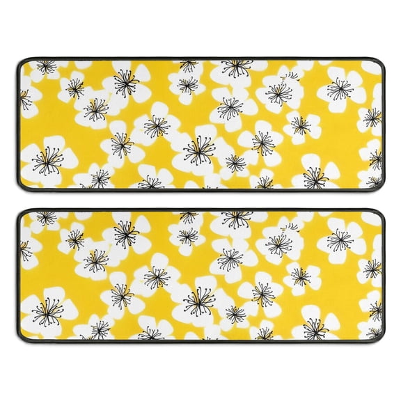 Kitchen Rugs Sets Of 2,Pioneer Flower Floral Print Pattern Anti Fatigue Kitchen Mat Rugs Non Slip Washable,Decorative Kitchen Floor Mats for Kitchen,Sink,Laundry,17"x47" 17"x47"