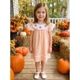 thumbnail image 4 of Svuitmsl Toddler Baby Girl Halloween Dress Outfit Little Baby Girl Summer Fall Gingham Palid Dress Cute Pumpkin Embroidery Lace Flying Sleeve A-Line Dress, 4 of 9