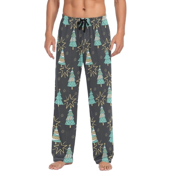 GZHJMY Christmas Tree Pajama Pants for Men, Lounge Pants Lightweight Men Pajama Bottoms with Drawstring Pockets, Christmas New Year Birthday Gifts, Large