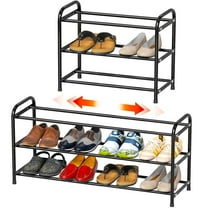 SUFAUY 3-Tier Expandable Shoe Rack, Black, Holds up to 12 Pairs of Shoes