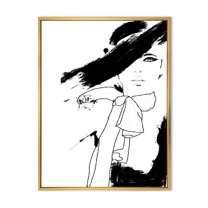 Designart 'Beautiful Black and White Model Haute Couture Fashion Woman I' Modern Framed Canvas Wall Art Print