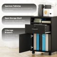 thumbnail image 3 of Mobile Small Filing Cabinet with Lockable Drawer & Open Shelf, 23.6" Black Particle Board Office Storage Organizer on Wheels for Home Office, Printer Stand & Paperwork Storage, 3 of 7