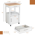 Kitchen Cart Island Microwave Stand Coffee Station Rolling On Wheels