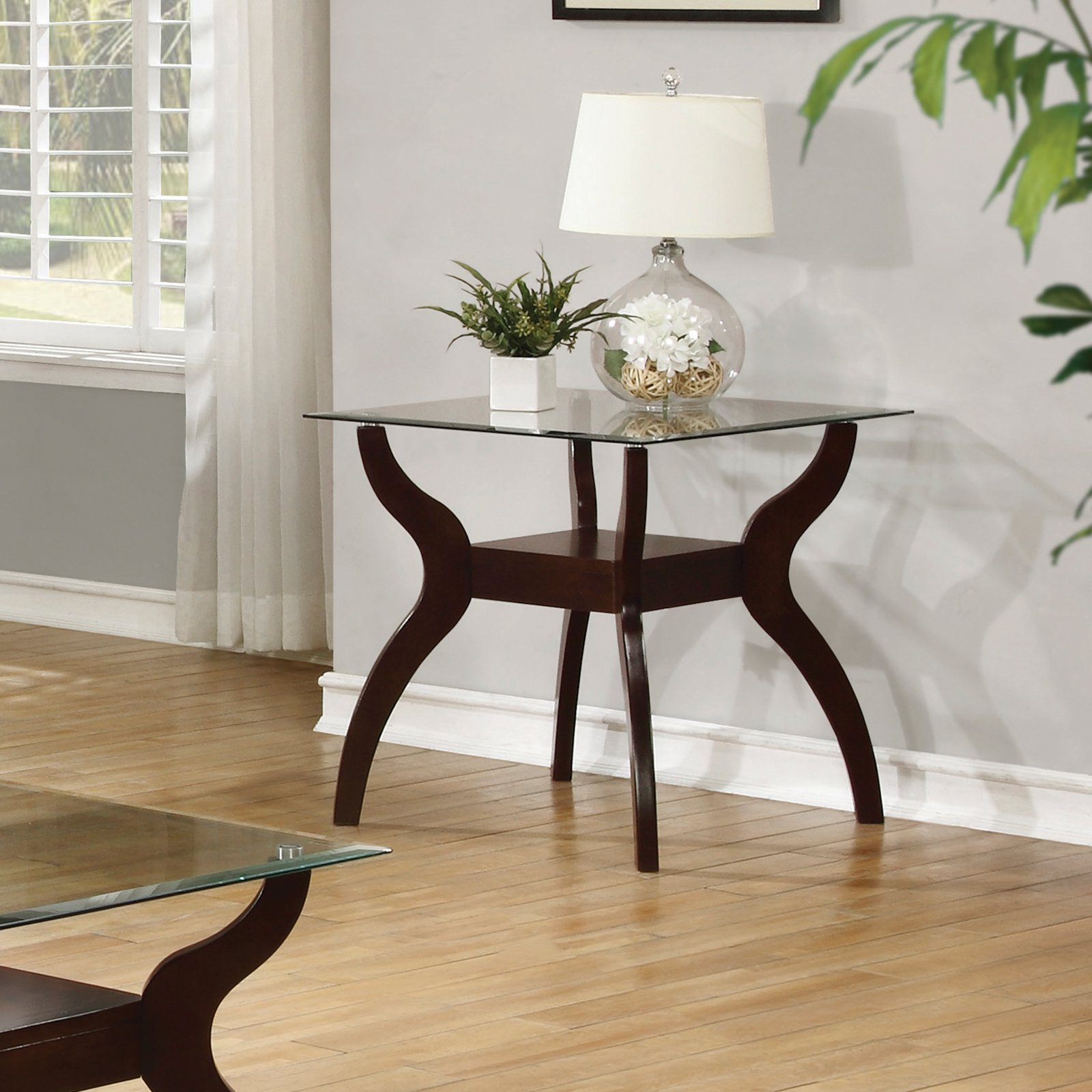 Coaster Furniture Glass Top End Table Cappuccino