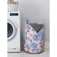thumbnail image 3 of Floral Laundry Bag, Pastel Vintage Flowering Rose Bouquets Leaves Motif Feminine Repetition, Basket with Handles Drawstring Closure for Laundromats, 13" x 19", Lavender Blue and Blush, by Ambesonne, 3 of 4