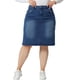 thumbnail image 1 of Falda de lápiz para mujer Agnes Orinda, talla grande, casual, ajustada, con abertura lateral, falda de mezclilla, 2X, azul, 1 of 6