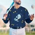 thumbnail image 5 of Lsque Space Dinosaur Pattern Mens Polo Golf Shirts Funny Graphics Shorts Sleeve Button Shirts Baseball T-shirt-Medium, 5 of 7