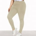 thumbnail image 2 of Plus Size Leggings, Audhol Women's Solid Color Fashionable Casual Sports Hip Lifting High Yoga Pants Plus Size High Waist Yoga Pants Yoga Leggings for Women Beige 2XL, 2 of 6