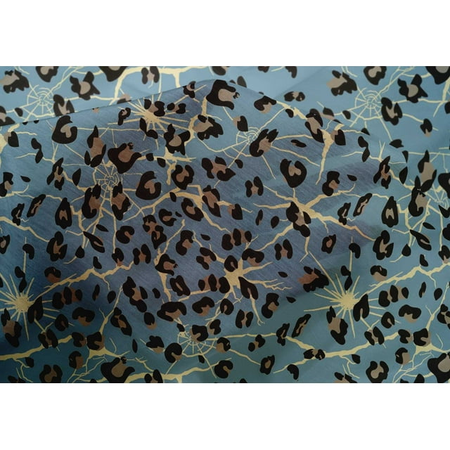 oneOone Cotton Silk Fabric Leopard Animal Skin Print Fabric by Yard 42 Inch Wide