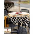 thumbnail image 5 of Outdoor Tablecloth with Umbrella Hole for Patio/Picnic/Party/Camping, Sunflowers Rooster Waterproof Table Cloth Square Cover Washable, Farmhouse Vintage Black White Plaid (60"x 60"), 5 of 8