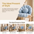 thumbnail image 3 of Ktaxon Vanity Makeup Chair with Teddy Velvet, Shell Design Accent Desk Chair with Lumbar Pillow and Gold Legs, Office Seating for Women Blue, 3 of 9