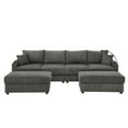 thumbnail image 2 of U-Shaped Couch  Modern 4 seats Sofa Chair with Storage, with 2 Ottomans, Deep Seat Sofa with Cup Holders & Phone Holder , Grey Corduroy Couch for Living Room, 2 of 10