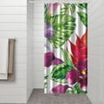 thumbnail image 2 of Vibrant Tropical Floral Shower Curtain 36x72, Featuring Exotic Floral, Hawaiian Hibiscus, Botanical Jungle Leaves, Palm Leaf, Colorful Boho Summer Beach Bathroom Decor, 2 of 4