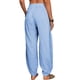 thumbnail image 5 of ICHUANYI Clearance Fashion Women Summer Casual Loose Cotton And Linen Pocket Solid Trousers Pants(Sky Blue, L) ICHUANYI WER2023080702718, 5 of 7