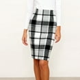 thumbnail image 4 of Qwertyu Plaid Skirts for Women Trendy Fall Winter High Waisted Casual Bodycon Pencil Knee-Lenghth Skirt Gray L, 4 of 4