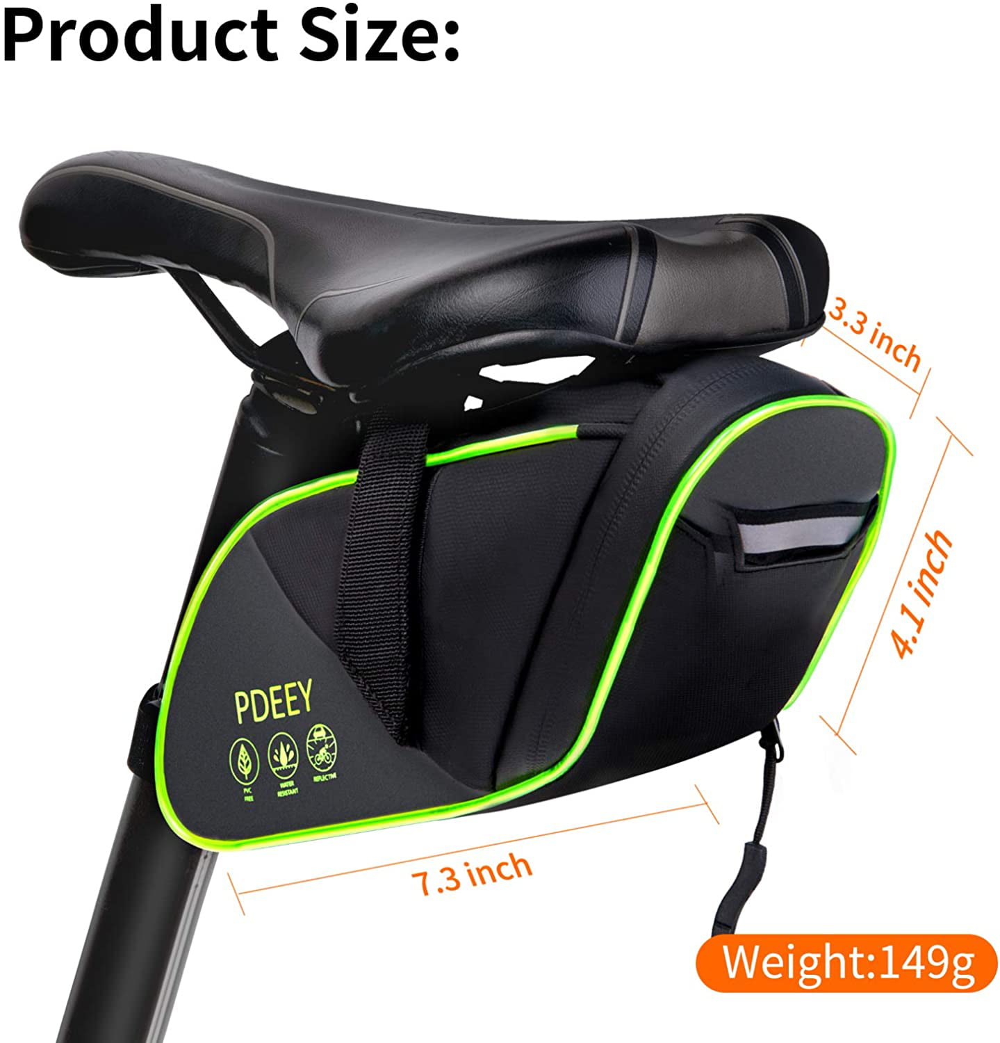 Bike Saddle Bag Waterproof Cycling Wedge Velcro Pack Bike Accessories for Mountain WHEEL UP Bike Seat Bag Beach or Road Bikes 