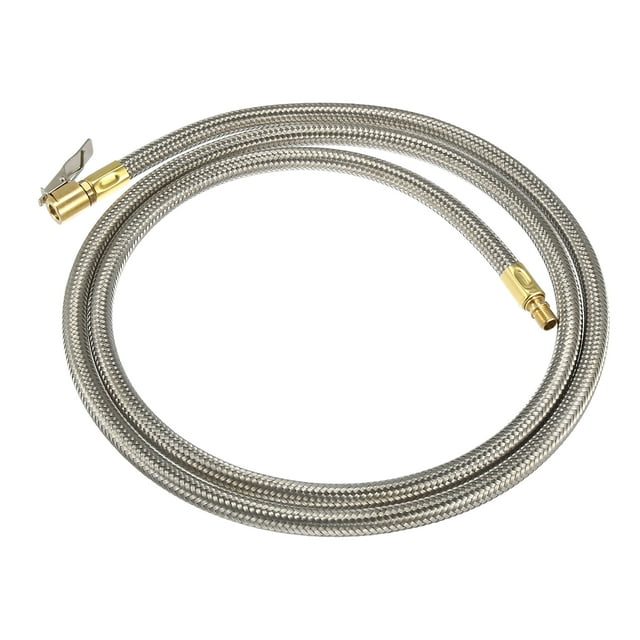 Unique Bargains Stainless Steel 10cm Air Chuck Inflator Compressor Pump Extension Hose for Car Motorbike Quick Connect