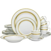 Euro Porcelain 20-pc Luxury Dinnerware Set w/ 24K Gold Ornament, HQ Dining Tableware Service for 4