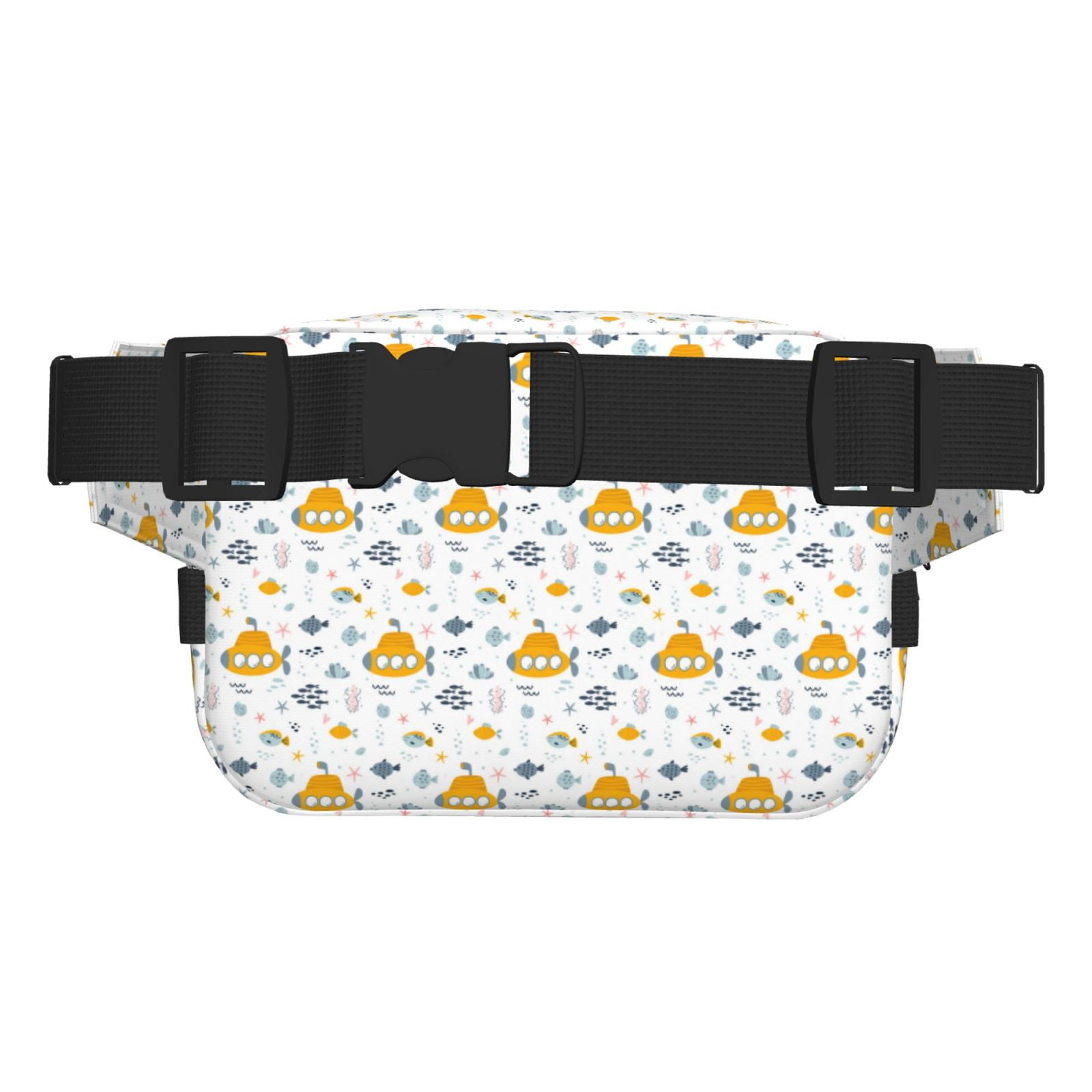 Picia Submarine Ship Print Square Double-Layer Waist Bag Mini Adjustable Waist Belt Bag Exercise Running Travel Hiking