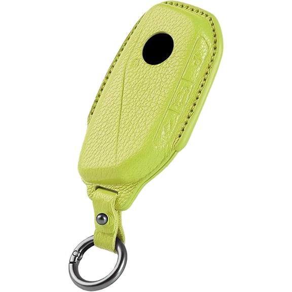 Key Fob Cover Compatible with BMW 2025 2026 X1 X3 X5 X6 X7 i5 3 Series iX i4 7 Series i7,Genuine Leather Car Key Case Protective Key Housing, Lime Green,Lime Green