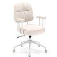 thumbnail image 1 of Costway Home Office Chair Chenille Upholstered Task Chair with Cushioned Back Beige, 1 of 10