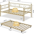 thumbnail image 7 of Twin Daybed with Trundle, Heavy Duty Metal Trundle Sofa Bed Frame with Strong Metal Slats for Living Room, Bedroom, Gold, 7 of 7