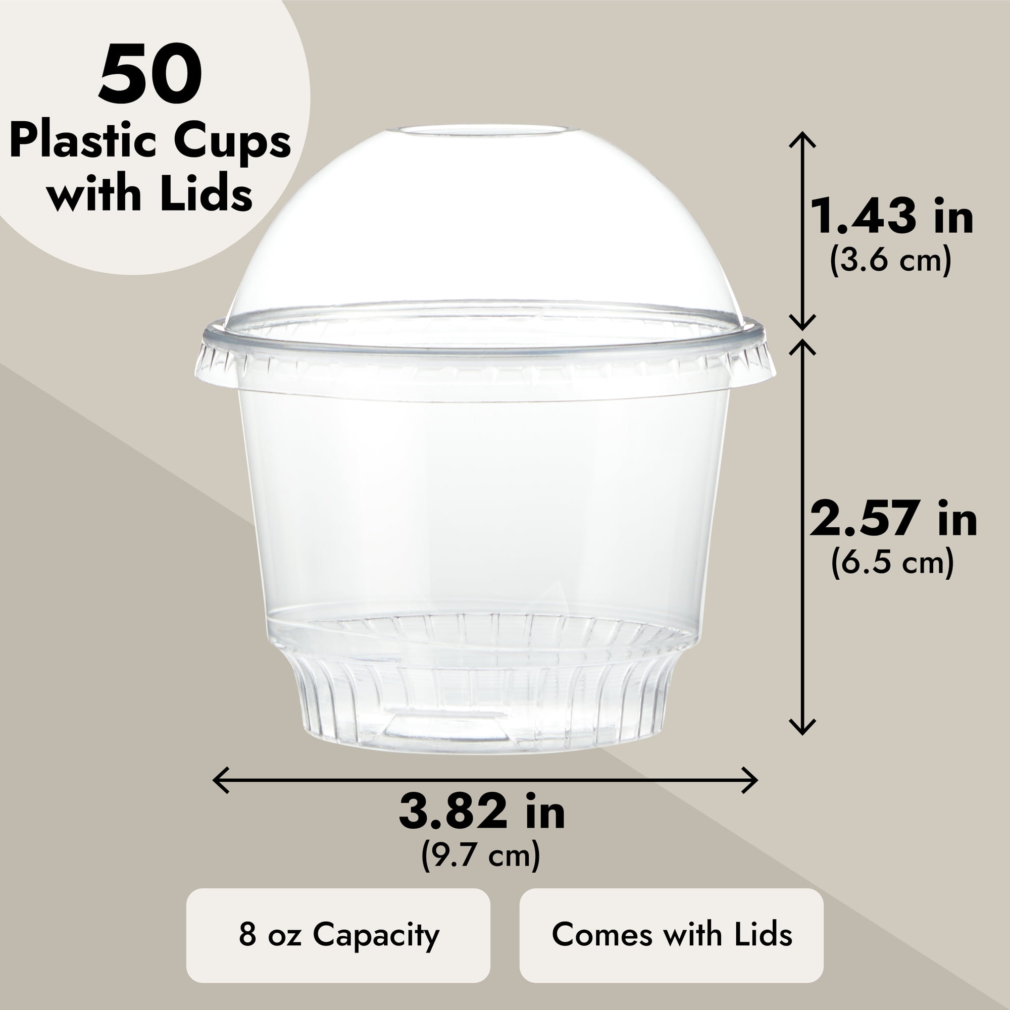 Juvale - Brandclub - 50 Pack 8 oz Clear Plastic Cups with Dome Lids for  Dessert, Small Containers for Ice Cream Sundae, Parfait