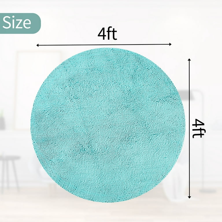 Round Rug, Circle Chenille Rug for Living Room, Round Area Rug with  Non-Slip TPR Underlayer for Bedroom, Machine Washable 
