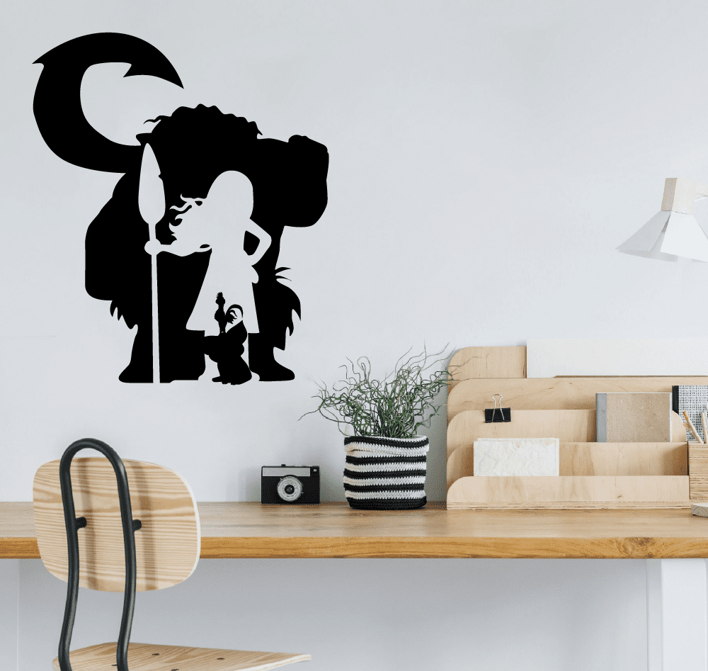 Maui Demi God Fish Hook Silhouette Moana Cartoon Movie Character Vinyl Wall  Art Sticker Wall Decal Home Kids Room Study Room Boys Girls Room Wall  Décoration Design Wall Décor Decal Size (18x20