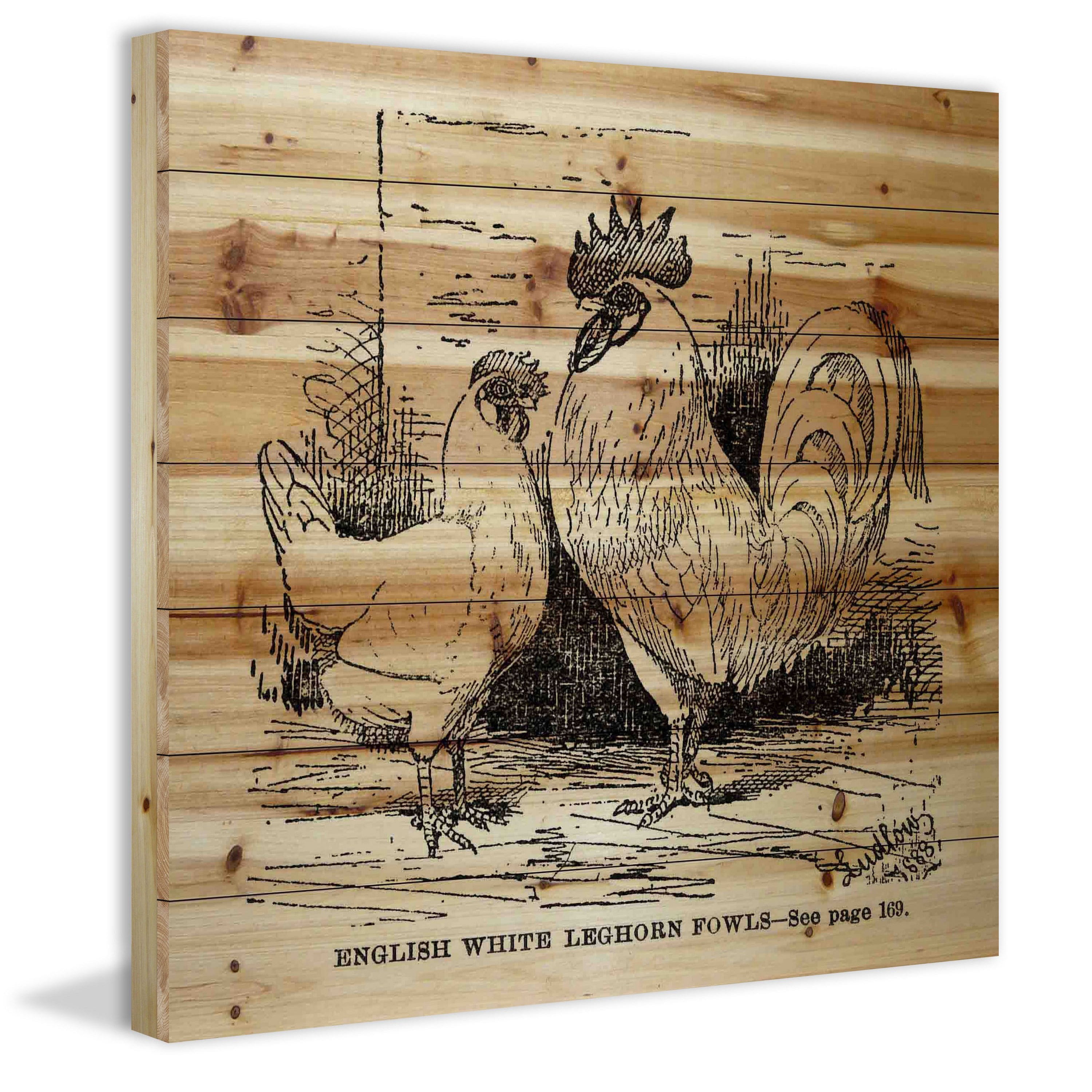 "White Leghorn" Painting Print on Natural Pine Wood