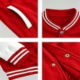 thumbnail image 6 of Delconic Mens Fleece Varsity Jacket Casual Knit Stand Collar Snap Front Baseball Style Outerwear Ribbed Trim Regular Fit Red 2XL, 6 of 9