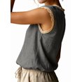 thumbnail image 3 of Women'S Crew Neck Casual Cap Sleeve Tops Lace Patchwork Basic Summer Loose Fit Blouse Gray XL, 3 of 7