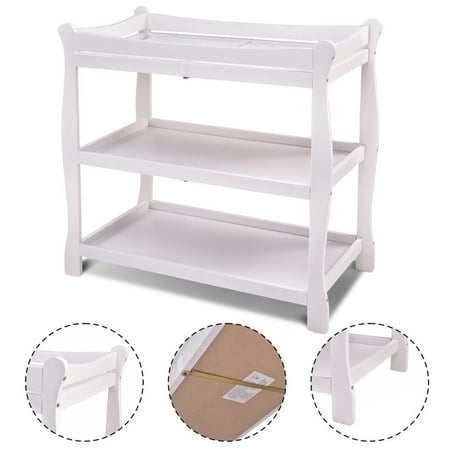 - Costway White Sleigh Style Baby Changing Table Infant Newborn Nursery Diaper Station