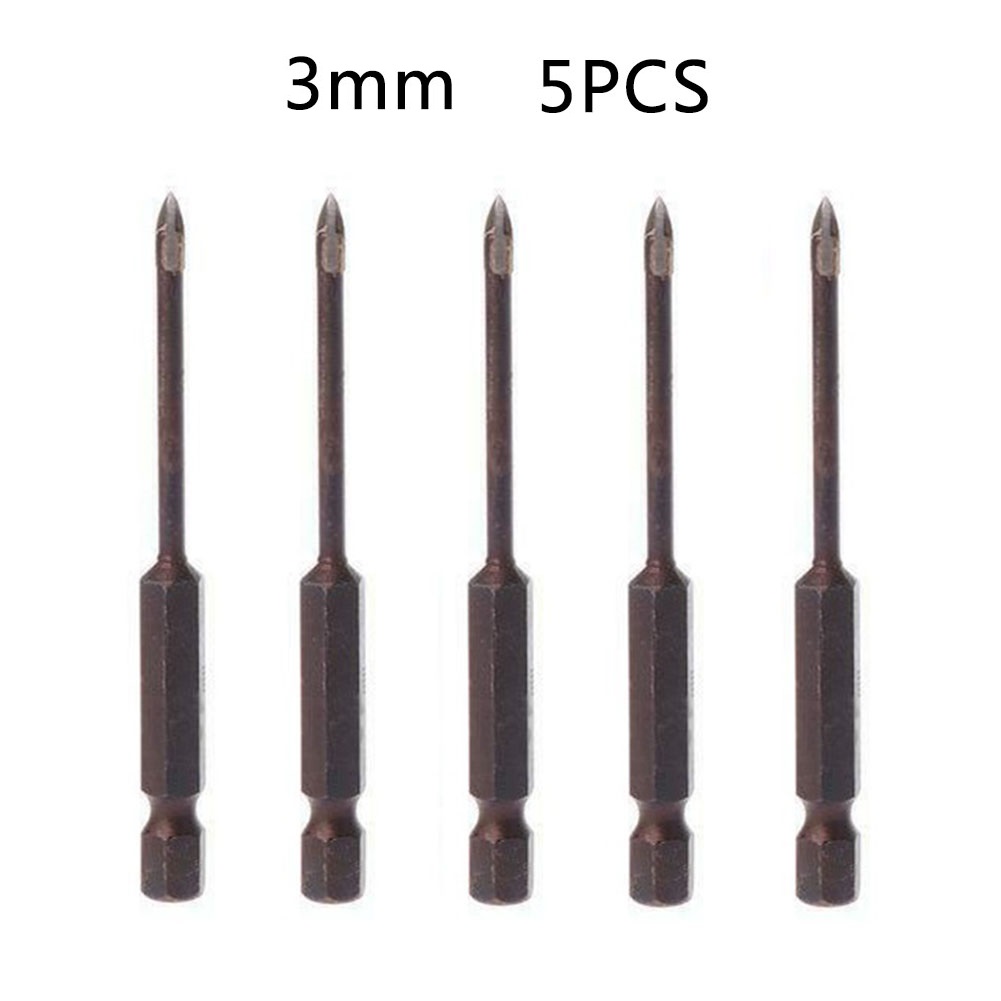 5pcs//Set Carbide Tile Porcelain Drill Bits Marble Ceramic Shank Hex Spear Head