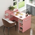 thumbnail image 4 of Advwin Multipurpose Folding Wall-Mount Manicure Table with Storage Shelves & Fabric Drawer, Compact Corner Side Table for Small Space, Pink, 4 of 9