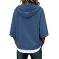 thumbnail image 6 of TZZQ 3/4 Sleeve Hoodie Sweatshirts for Women Drawstring Hood Oversized Pullover Sweatshirt Comfort Plain Long Sleeve Pullover Tops Plus Size Cute Basic Lightweight Hoodie Sweatshirts Navy Xl, 6 of 7