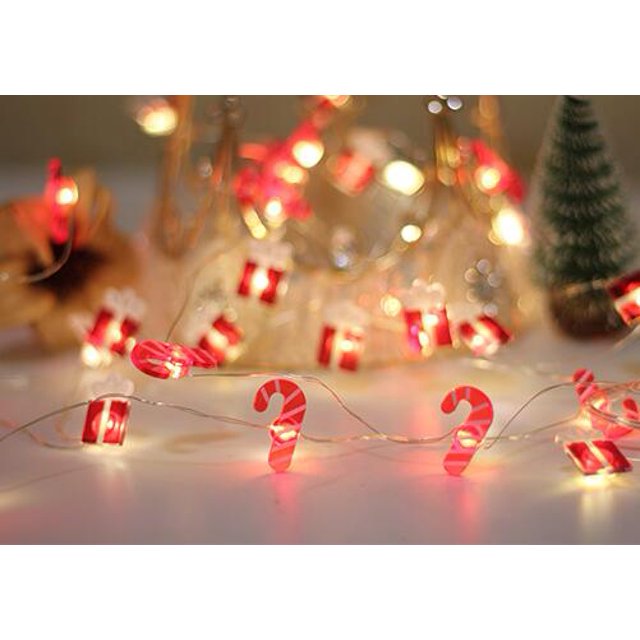 Christmas Tree Shaped String Lights, 20 LED Christmas Fairy Lights, Battery Powered Warm White Christmas Trees String Lights for Christmas Tree Window Home Decor - Crutch